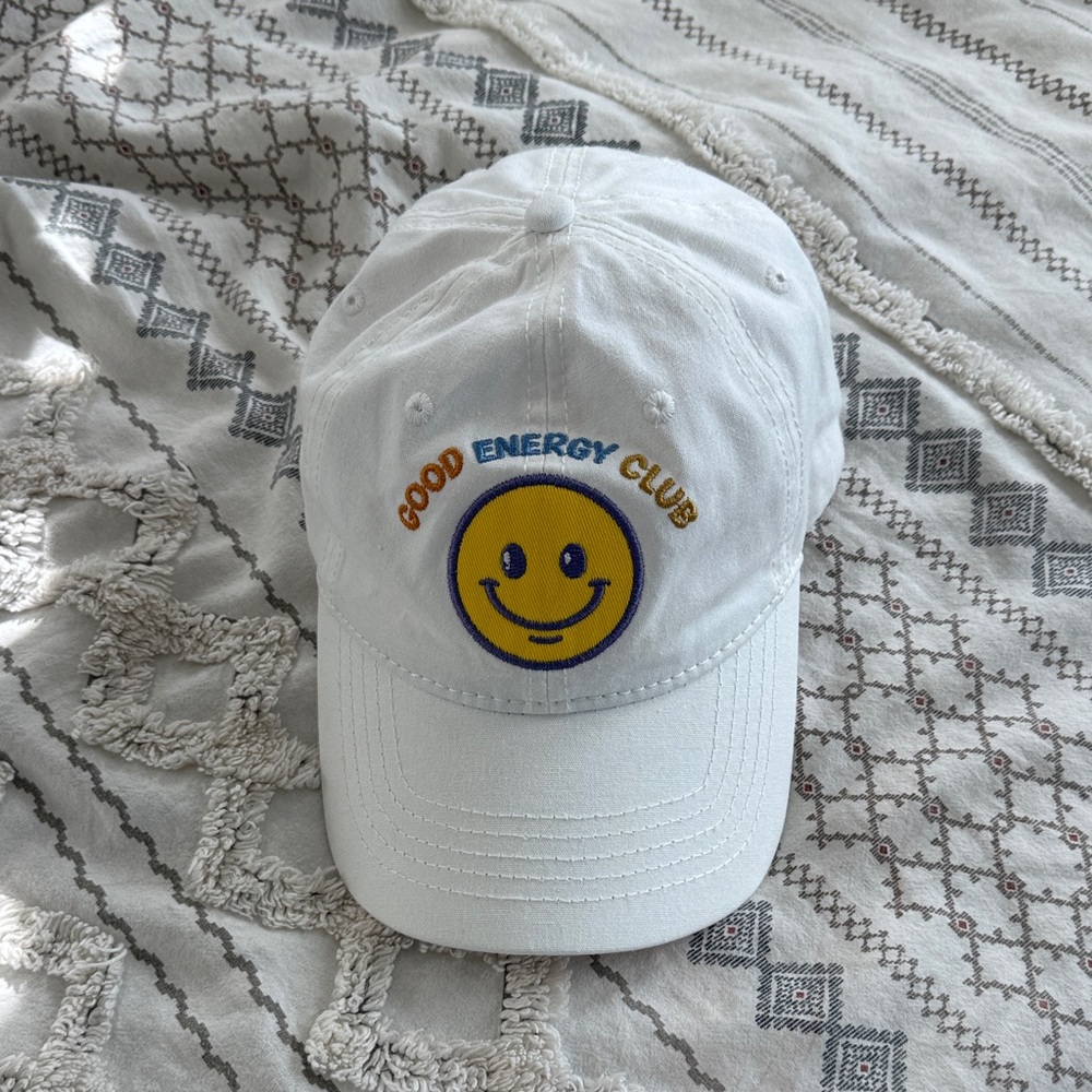 White Smiley Face Cap